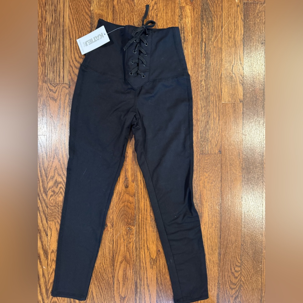 Katie J girls football leggings size medium with lace up front detail